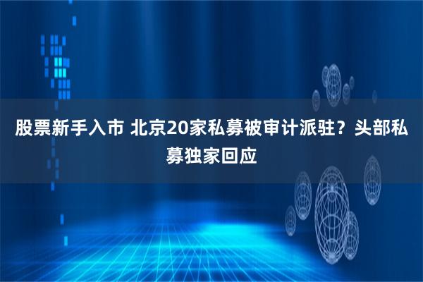 股票新手入市 北京20家私募被审计派驻？头部私募独家回应